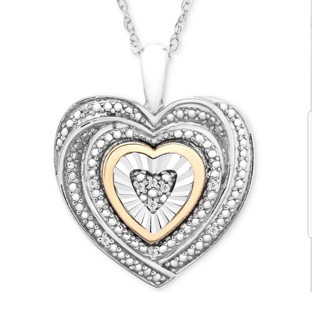 Diamond Accent two tone Heart Pendant Necklace